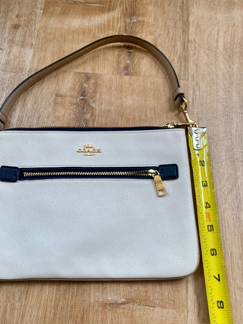 Coach Cream and Black Zip Wristlet